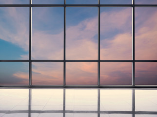 Fototapeta na wymiar glasses window with twilight sky background