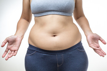 overweight woman with fat belly