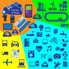 Fototapeta na wymiar Internet of things, reusable vector icon collection