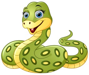 Cute green snake cartoon