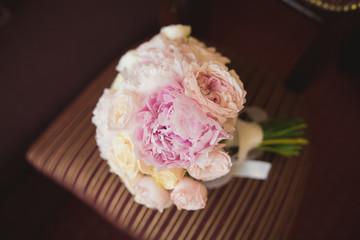 Wonderful luxury wedding bouquet of different flowers