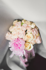 Wonderful luxury wedding bouquet of different flowers