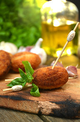 plate full of home-made croquettes of ham