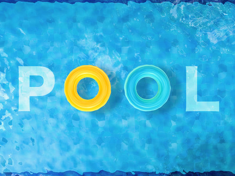 pool letter on pool background top view