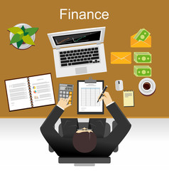 "Finance illustration. Flat design illustration concepts for business, planning, management, finance, accounting, business statistics, working, investment.
"
