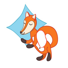 Cute cartoon sleeping fox