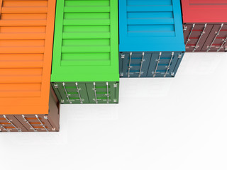 colorful containers on white background