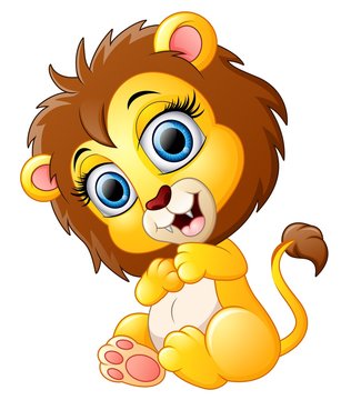 Cute happy lion cartoon