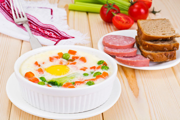 Healthy and Diet Food: Scrambled Eggs with Vegetables
