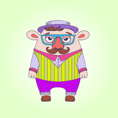 Vector dudes hipsters. Hipster character illustration.