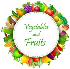 Illustration of fruits and vegetables 