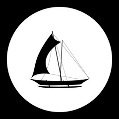 catamaran boat simple isolated black icon eps10