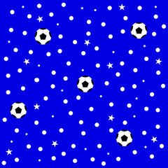 Fototapeta na wymiar Football Ball Star Polka Dot Blue Background Vector Illustration
