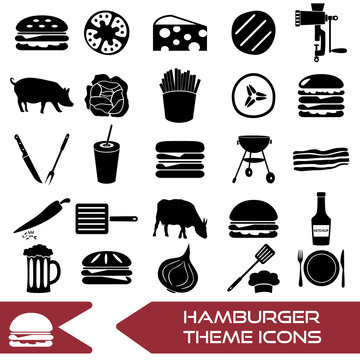 hamburger theme modern simple icons set eps10