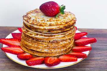 Tasty Pancakes Stack with Strawberry