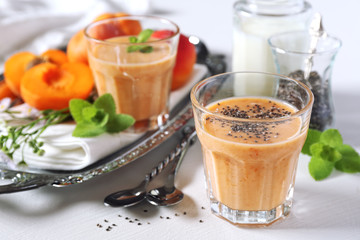 Apricot smoothie and chia seeds