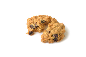 Oatmeal raisin cookies on white background - isolated