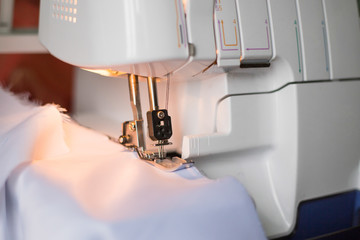 Overlock sewing machine workplace background