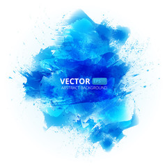 Abstract vector blue watercolor background