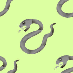 Grey Snake Seamless Background. Animal Pattern. Attack Crawling  Danger Predator