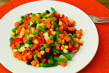 Mexican Mix of Vegetables. Tomatoes, Beans, Celery Root, Green B