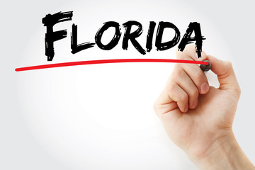 Hand writing Florida with marker, concept background