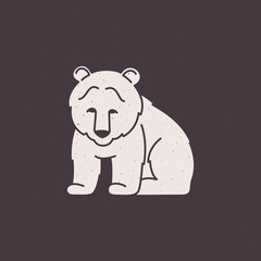 Vintage flat bear character logo.