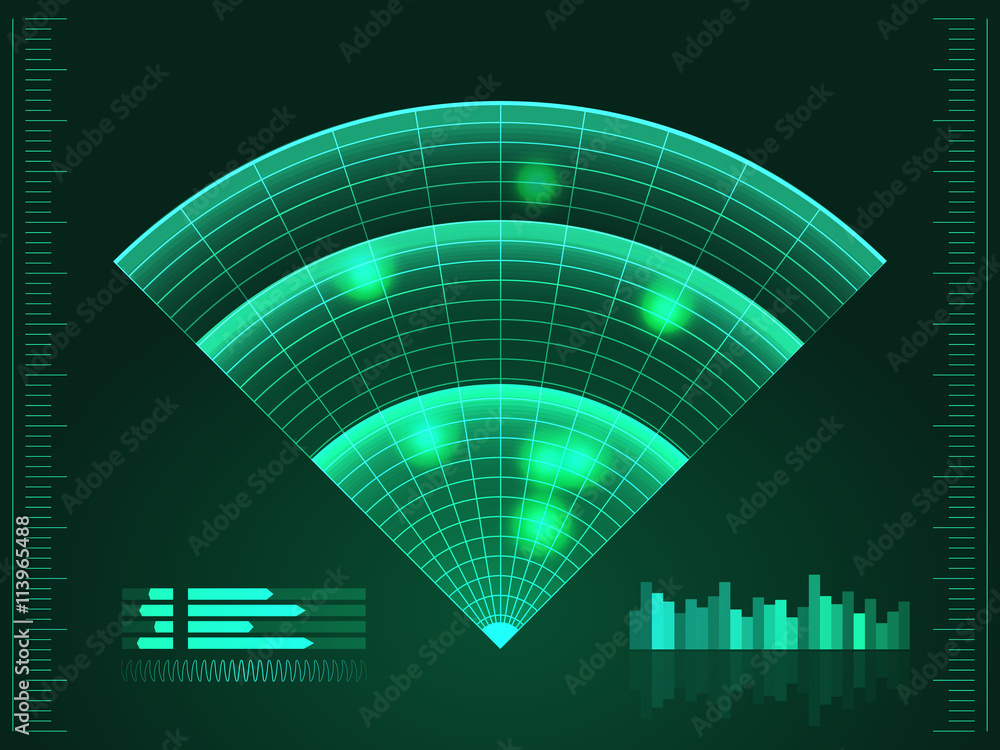 Poster green radar screen. vector illustration for your design. technology background. futuristic user inte