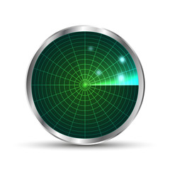 Radar icon. Illustration on white background for design.Vector EPS10. Radar monitor with scanning.