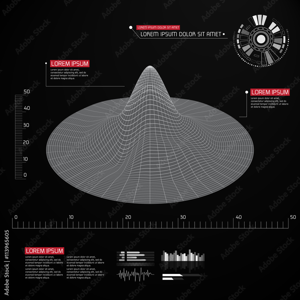Aufkleber Abstract vector landscape background. Cyberspace grid. Geometric background with sci fi futuristic user interface.