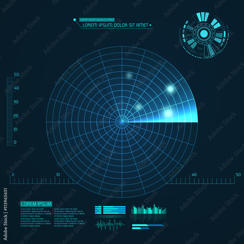 Poster blue radar screen. vector illustration for your design. technology background. futuristic user inter