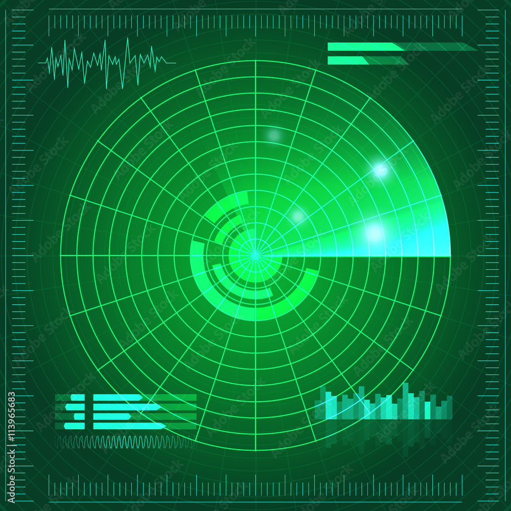 Poster green radar screen. vector illustration for your design. technology background. futuristic user inte