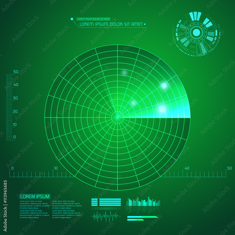 Poster green radar screen. vector illustration for your design. technology background. futuristic user inte