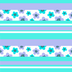 geometric seamless pattern with flowers and strips