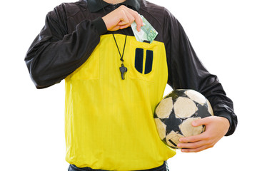 Corrupted soccer referee concept