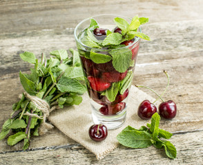 detox water cherries mint