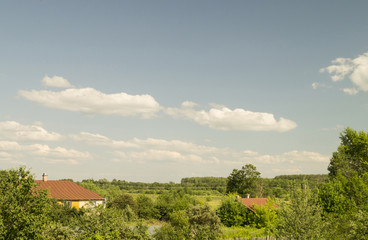 Rural landscape with beautiful sky
