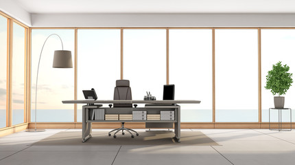 modern office overlooking the sea