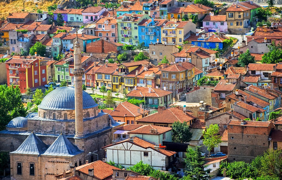 Colorful traditional ottoman houses, Afyon, Turkey