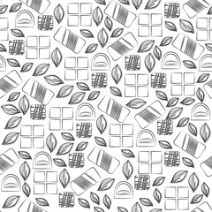Seamless pattern with chocolate sweets isolated on white background