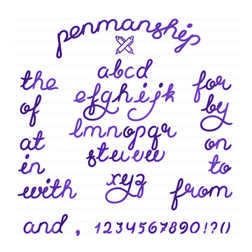 Handwritten penmanship alphabet