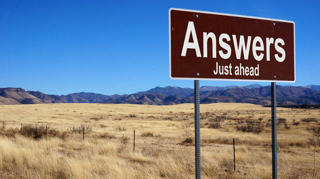 Answers brown road sign