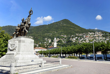 World War 1 war memorial in Cernobbio town, the Como lake district. Italy, Europe, sept. 2015.