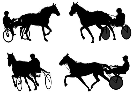 Trotters race silhouettes - vector
