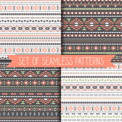 Set of geometric seamless patterns . Vector