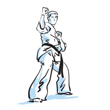 karate fighter, vector illustration