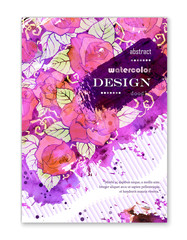 Floral card. Vector template corporate identity. Business artworks with watercolor splash. Background for web, printed media design. Banner, business card, flyer, invitation, greeting card, postcard.