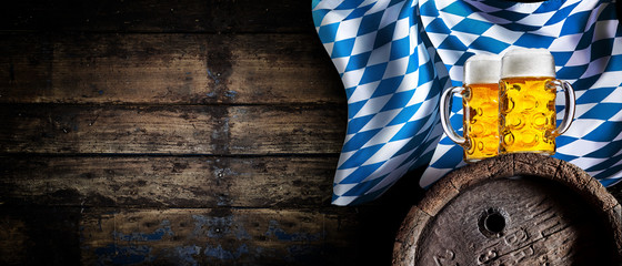 Oktoberfest tavern background with beer banner - obrazy, fototapety, plakaty