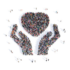 people heart in his hands shape 3d