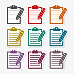 Clipboard and pencil sticker set